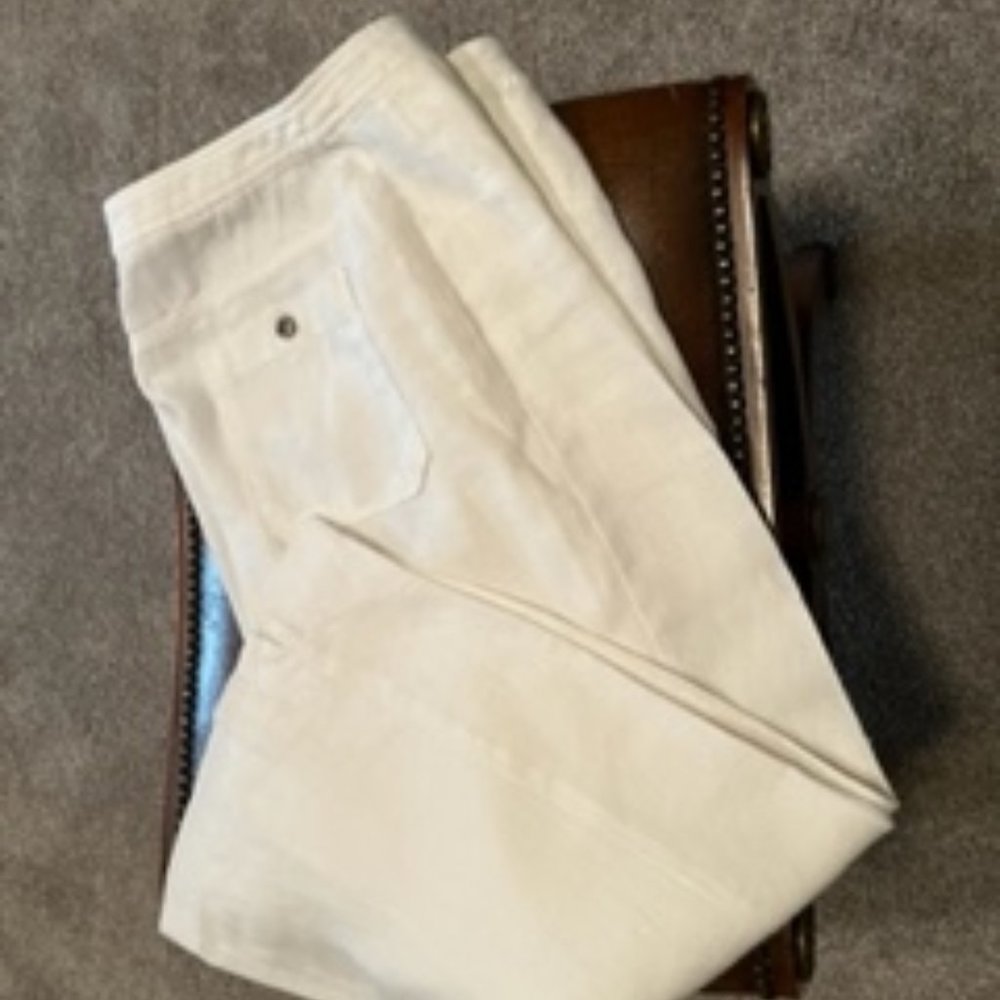Eileen Fisher White Linen wide-legged pants